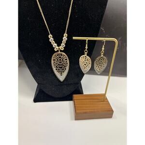 Vintage Upcycled Jewelry Set  Silver Gold Tone Necklace & Earrings